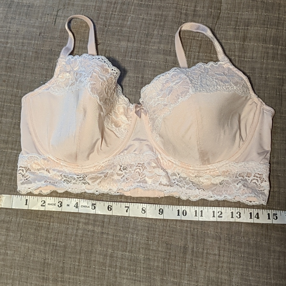 Adore Me Light Pink Balconette + Lace Bra